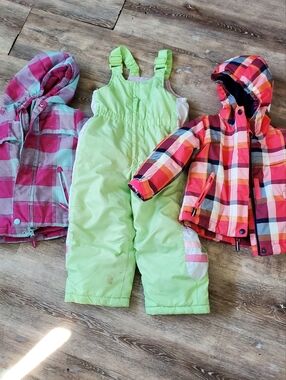 Toddler Winter Ready Set! Cat & Jack Plaid Jackets & Insulated Bibs
